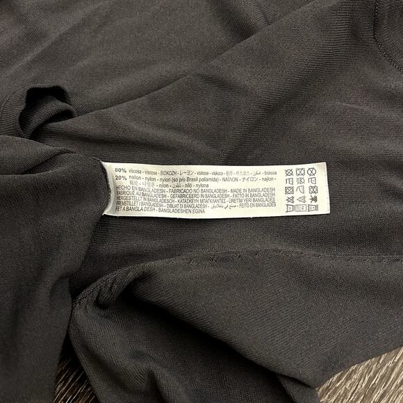 EUC Zara Charcoal Long Sleeve Crewneck Knit Top Sz Large Fitted Minimal Layering - Picture 13 of 16